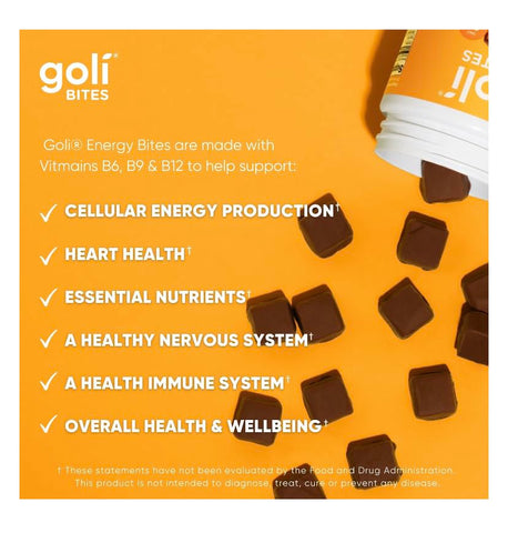 Nutrition Energy Bites Sabor Chocolate Caramelo Salgado, Cafeinado, Vegetariano, Sem Glúten e Sem Conservantes Adicionados, 30 Unidades (Embalagem de 1) - Goli