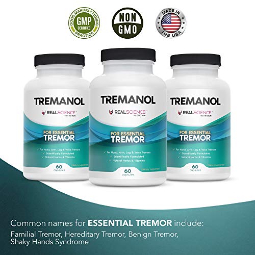 Real Science Nutrition - Tremanol – Suplemento Herbal para Tremor Essencial – Alívio Duradouro para Mãos, Braços e Pernas Trêmulas