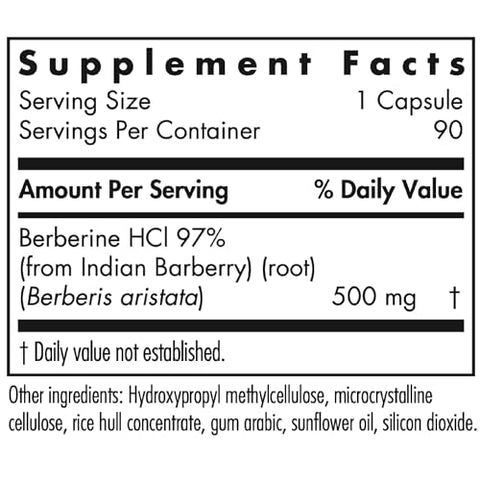 Berberine 500mg – Suporte Metabólico Multifacetado, Colesterol Saudável, Raiz de Barberry Indiana, Cápsulas Vegetarianas – 90 cápsulas - Allergy Research Group
