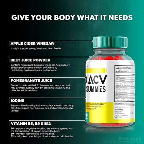 rize labs - Speedy Keto ACV Gummies – Gummy Avançado para Perda de Peso, Premium Keto Vinagre de Maçã 2000mg, Avaliações Oficiais de Saúde ACV (60 Gummies)