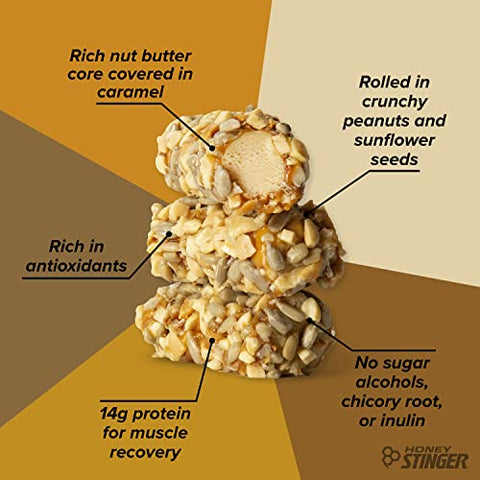 Barra de Sementes e Nozes Honey Stinger | Amendoim e Girassol | Alimento Rico em Proteínas para Exercícios, Resistência e Desempenho e Recuperação | Barra de Lanche Nutricional Esportivo para Casa
