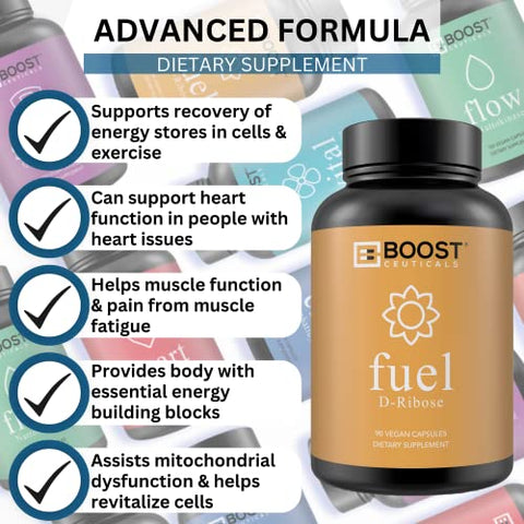 D Ribose – Vegano Puro Sem OGM Sem Estearatos Sem Glúten – 90 Cápsulas de 500 mg de D-Ribose - BoostCeuticals