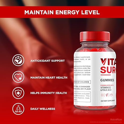 NutraRize - Vital Surge Gummies – 3 Pacotes, Gomas Naturais, Gomitas de Vital Surge, Suplemento de Vinagre de Maçã (180 Gummies)