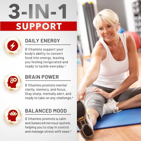 Super B Complex Vitamins – Todas as Vitaminas do Complexo B, Incluindo B12, B1, B2, B3, B5, B6, B7, B9, Ácido Fólico – Suplemento de Vitamina B – Suporte ao Metabolismo Energético Saudável – 90 cápsulas - Divine Bounty