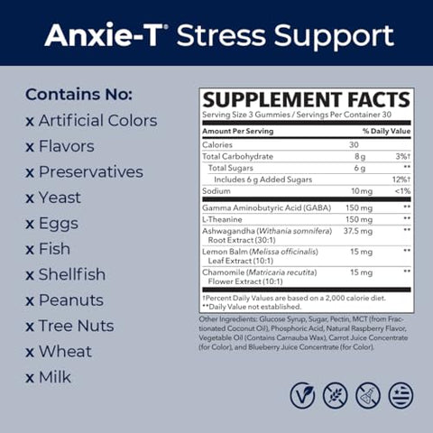 LifeSeasons - Anxie-T Gummy – Alívio do Estresse – Suplemento Vitamínico para o Humor – Marca Anxie-T