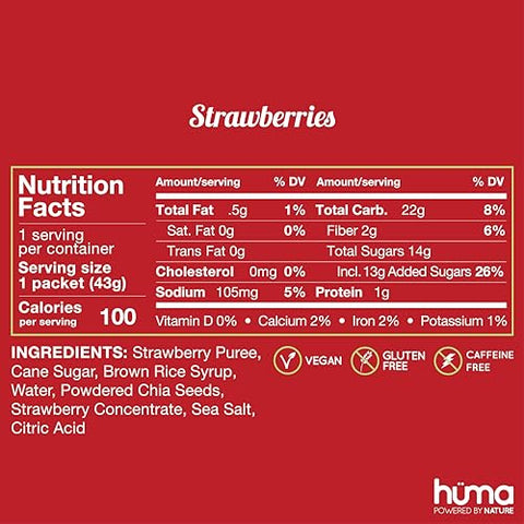 HÜMA CHIA ENERGY GEL - Huma Chia Energy Gel 12 Pack – Gel Energético de Alimentos Reais para Exercícios de Resistência – Amigável ao Estômago