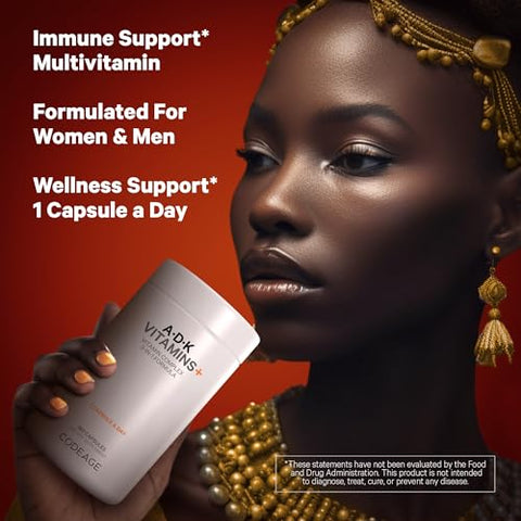 ADK – Vitamina A Essencial, Vitamina D3 5000 UI, Vitamina K1 – 60 cápsulas - Codeage