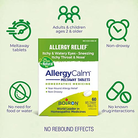 AllergyCalm – Alívio de Alergias e Sintomas de Rinite e Febre do Feno – 60 Comprimidos - Boiron