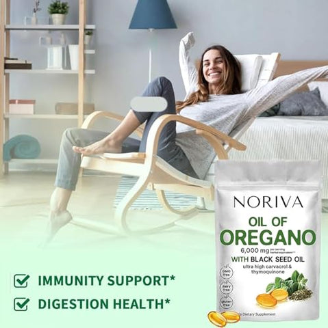 Generic - Noriva Óleo de Orégano 6000mg, Cápsulas de Óleo de Orégano Orgânico, Semente de Orégano Preto – Noriva