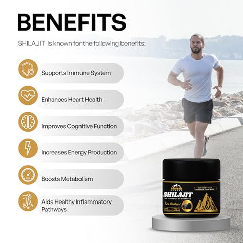 MINERALS HEAVEN - Resina Orgânica de Shilajit Puro do Himalaia – 600mg Potência Máxima com 85 Minerais Traços – Marca: [Nome da Marca]