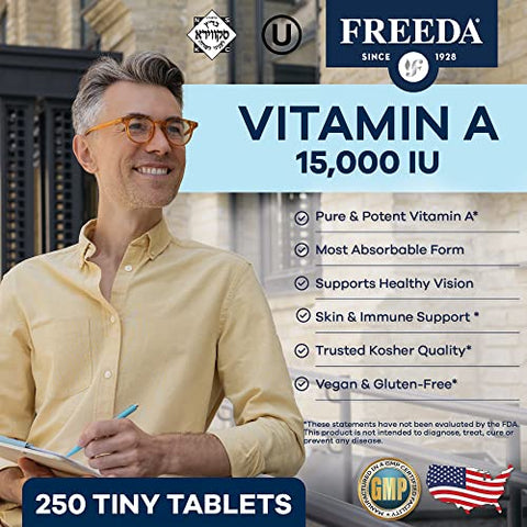 FREEDA - Freeda – Vitamina A Palmitato Kosher – Retinil Palmitato Pura Vitamina A 15.000 UI – Suporte para Olhos e Visão – 15g