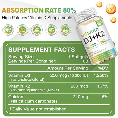 Nature's live - Nature’s Live Vitamina D3 K2 10000 UI – Fortaleça sua saúde com a combinação perfeita!