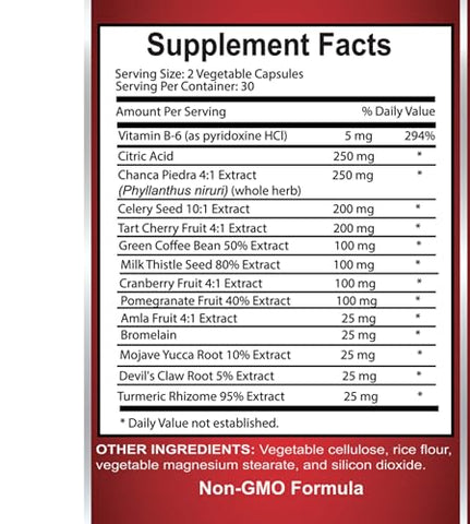 Generic - Fórmula Natural de Ácido Úrico – Suplemento para Reduzir Ácido Úrico, Ervas para Ácido Úrico, Semente de Aipo, Cereja Azeda, Grãos de Café Verde, Romã, Cúrcuma, Fórmula Herbal, Cardo de Leite – 2g