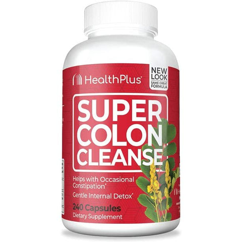 Super Colon Cleanse Psyllium com Ervas e Probióticos, 240 Cápsulas – Limpeza Intestinal Potente - Health Plus