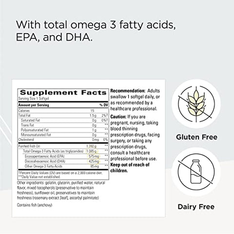 Pure Omega Ultra HP 1392 mg – Suplemento de Ácido Graxo Ômega-3 de Óleo de Peixe – EPA e DHA – Livre de Glúten – Fonte Sustentável – 90 Softgels - Integrative Therapeutics