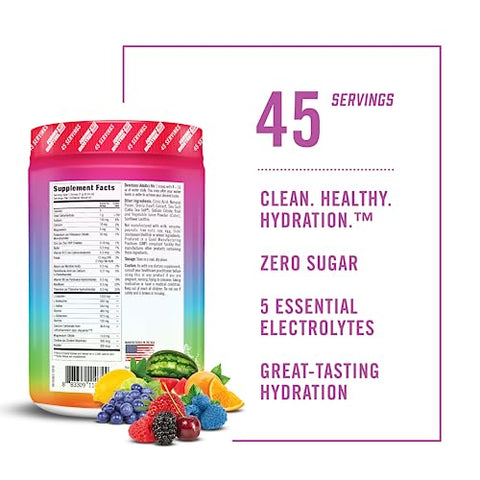 BIOSTEEL - BioSteel Zero Sugar Hydration Mix: Hidratação saborosa com 5 eletrólitos essenciais, sabor Rainbow Twist, 45 porções por pote