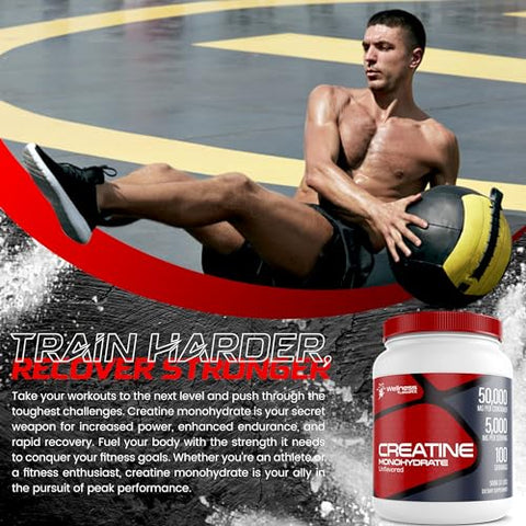 WELLNESS LABSRX - Creatina em Pó Monohidratada – 5000mg, (500g) 100 Porções, Creatina Micronizada para Homens, Suplemento para Crescimento e Recuperação Muscular, Performance Aumentada