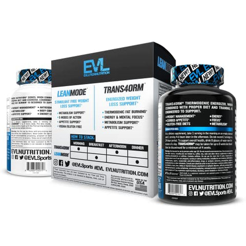 Evlution - EVL Stack de Suporte para Perda de Peso – Pílulas de Suporte Queimador de Gordura Trans4orm Termogênico com Extrato de Café Verde e Forscolina, além de LeanMode Metabolismo e Perda de Gordura sem Estimulantes