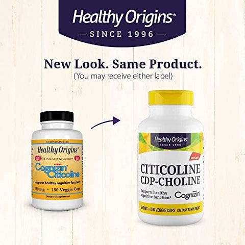 Cognizin (Citicoline), 250 mg – Suplemento para Memória com Citicolina CDP Choline – Não-OGM, Vegano | Cognizin 250 mg – Melhor Suplemento para Memória | Healthy Origins - Healthy Origins