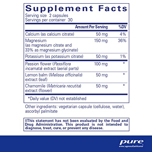 Fórmula Pure Encapsulations para Cãibras/Tensão Muscular | Suplemento Hipoalergênico para Reduzir Cãibras/Tensão Muscular Ocasionais e Promover Relaxamento | 60 Cápsulas