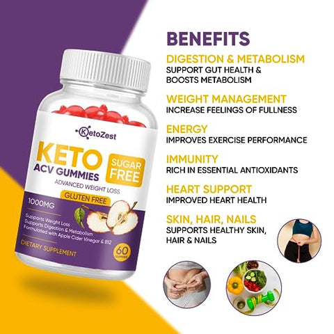 KetoZest - Keto Acv Gummies: Perca Peso Avançado com Saborosos Gummies de Maçã e Vinagre de Maçã