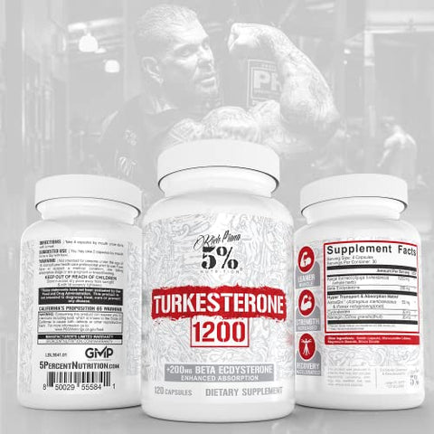5% Nutrition - 5%% Nutrition Turkesterone 1200 mg 200mg Ecdysterone | Max Pureza | Comprimidos | 200 g