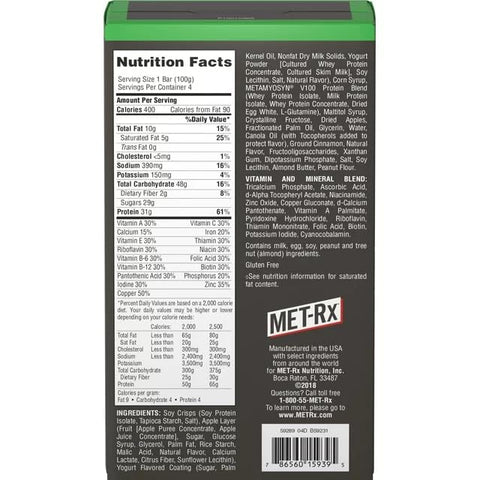 Product Of Met-Rx Big100 - Met-Rx Big100, Barra – Colossal Torta de Maçã Crocante, 9 Unidades (100g) – Barra Nutricional com Proteína / Variedades Disponíveis
