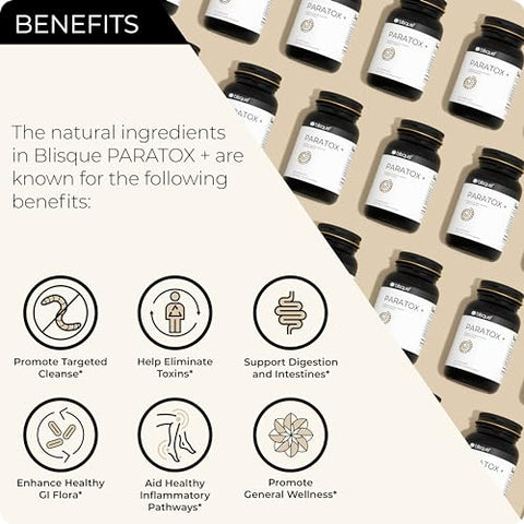 Natural para Suporte de Limpeza Direcionada | Aprovado por Médicos | com Quássia e Casca de Nogueira Preta | Vegano e Não-OGM | 90 Cápsulas - Blisque