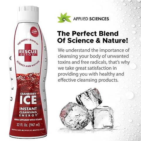 ICE – Sabor Cranberry – 946ml | Funciona em 90 minutos até 5 horas - Rescue Detox