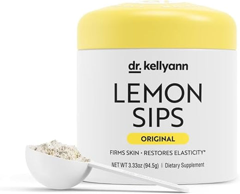 Lemon Sips: Mistura de Bebida Cítrica (21 Porções) – Hidrata, Desintoxica, Revitaliza – Sem Açúcar, Sem Gordura, Não Transgênico – Hidrata e Tonifica a Pele (Limão) - Dr. Kellyann