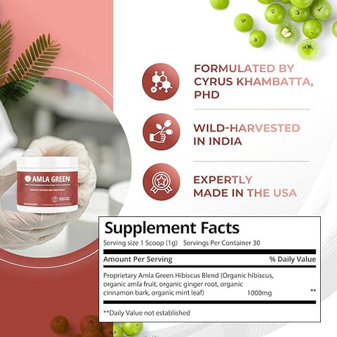 Amla Green - Pó de Amla: Benefícios para a saúde e beleza | 100% natural | 50g