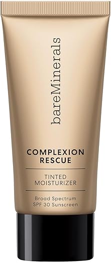 bareMinerals Complexion Rescue Hidratante Tonalizante com FPS 30 Ácido Hialurônico, Protetor Solar Mineral Hidratante Tonalizante para o Rosto, Tonalizante para a Pele, Vegano, Tamanho de Viagem