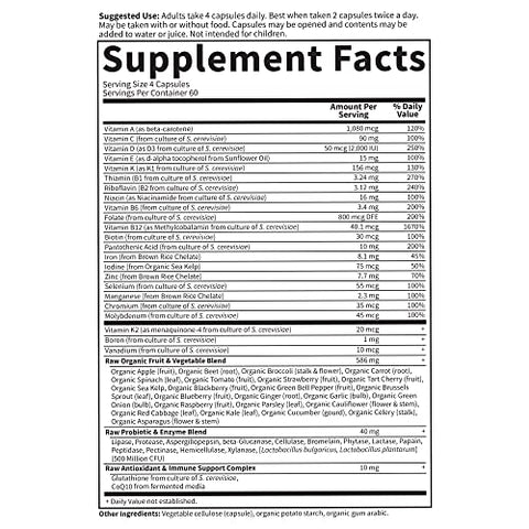 Multivitamínico para Mulheres, Vitamin Code Mulheres Multi, Alimentos Integrais, Vitaminas, Ferro, Folato não Ácido Fólico, Probióticos, Suplementos Vegetarianos para Energia Feminina, 240 g - Garden of Life