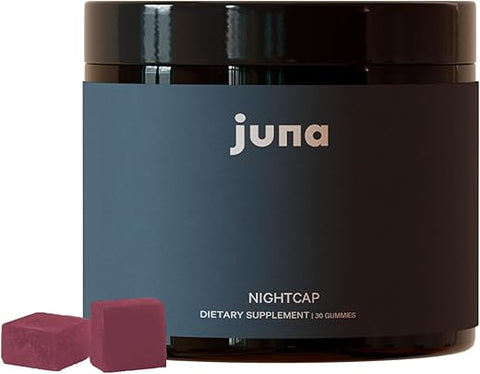 Nightcap Gomas para Dormir de Adultos – Auxílio Natural ao Sono com Fitomelatonina, Sem Açúcar, à Base de Plantas – Fórmula com Cereja, GABA, Magnésio e Camomila - Juna