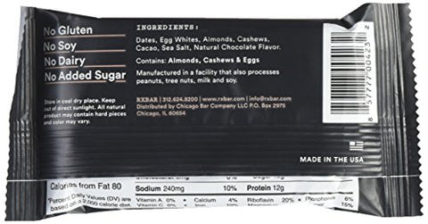 RXBAR - RxBar Barra de Proteína Chocolate Sea Salt, 1,83 Ounce (Pacote com 12) – Marca RxBar