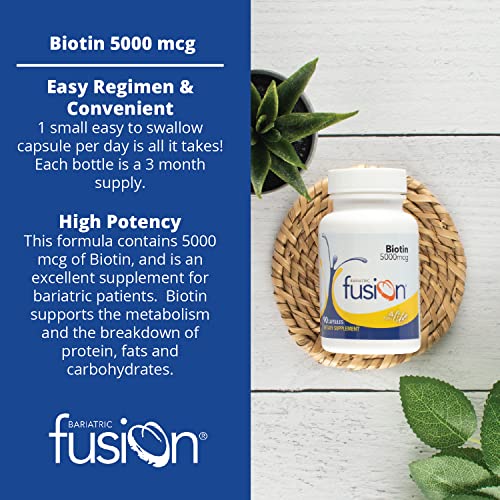 Biotina 5000mcg | Cápsulas Fáceis de Engolir | Suplemento de Biotina para Crescimento Capilar | 90 Unidades | 3 Meses de Fornecimento - Bariatric Fusion