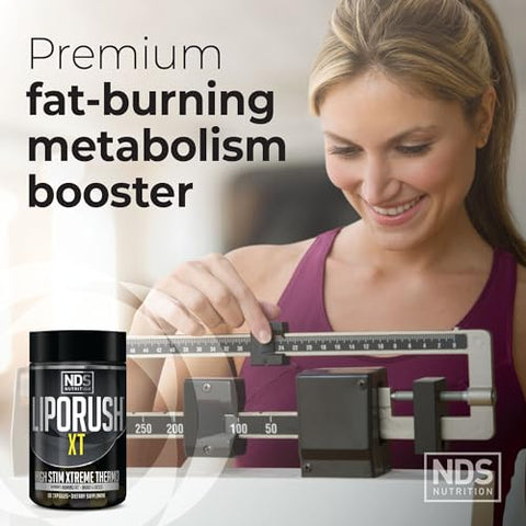 LIPORUSH - NDS Nutrition XT – Termogênico Super Concentrado com L-Carnitina | Queime gordura e aumente a energia | 60 cápsulas