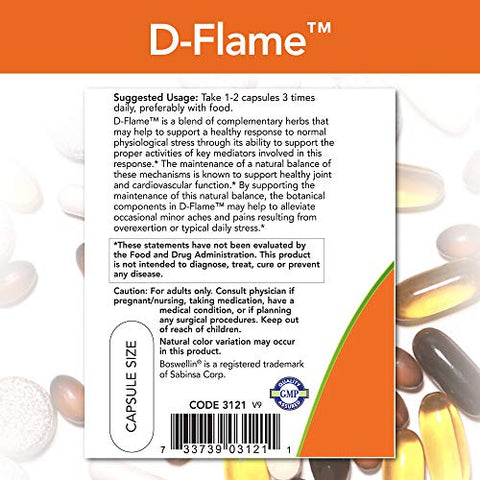 D-Flame – Cápsulas Vegetais 90 unidades – Redução Inflamatória – Saúde e Bem-Estar - NOW Foods