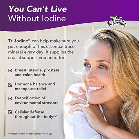 Tri-Iodine 25 mg – 25000 mcg Iodo, 60 Cápsulas Veganas – Equilíbrio Hormonal, Estimula o Seio - Terry Naturally