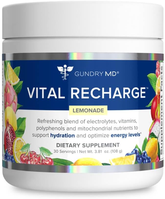Vital Recharge – Fórmula Avançada de Energia com Eletrólitos – Suporta Fornecimento de ATP – 30 Porções - Gundry MD