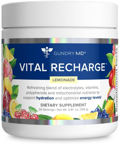 Vital Recharge – Fórmula Avançada de Energia com Eletrólitos – Suporta Fornecimento de ATP – 30 Porções - Gundry MD