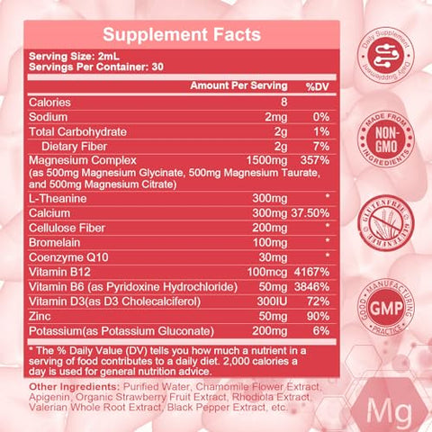GPGP GreenPeople - Gotas Líquidas de Complexo Triplo de Magnésio – 1.500mg de Glicinato de Magnésio, Taurato