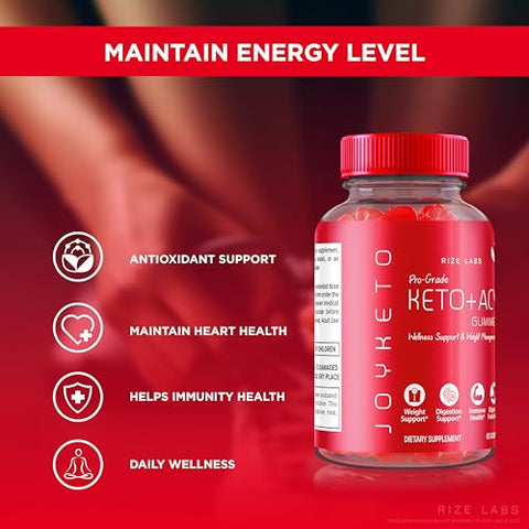 rize labs - (3 Pacotes) Joy Keto ACV Gummies Avançado para Perda de Peso – Oficial, Avaliações Joy Keto Plus ACV Gummies, JoyKeto para Melhor Digestão Bloqueador de Carboidratos Gomitas Vitamina B12 (180 Gummies)