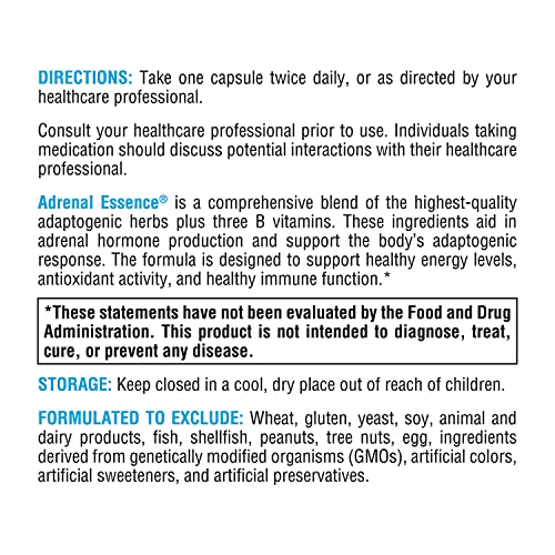 Adrenal Essence – Suporte Adrenal com Ervas Adaptogênicas (Cordyceps, Extrato de Rhodiola, Ginseng) Vitaminas B – Ajuda a Manter Níveis de Energia Saudáveis e um Sistema Imunológico Forte - XYMOGEN