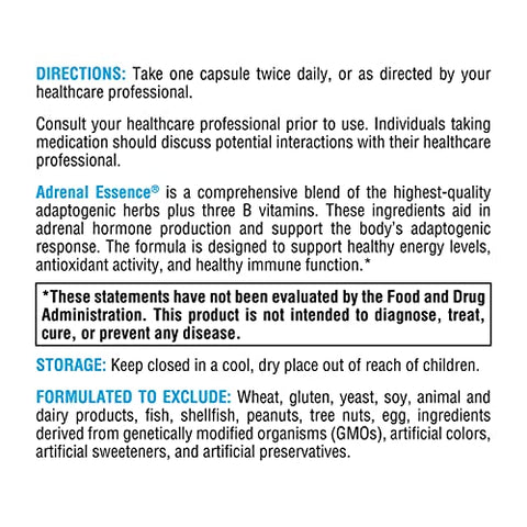 Adrenal Essence – Suporte Adrenal com Ervas Adaptogênicas (Cordyceps, Extrato de Rhodiola, Ginseng) Vitaminas B – Ajuda a Manter Níveis de Energia Saudáveis e um Sistema Imunológico Forte - XYMOGEN