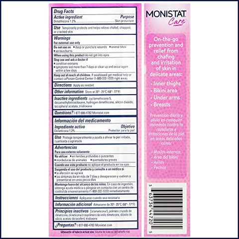 Gel em Pó para Alívio de Assaduras, Proteção Antifricção, Gel sem Fragrância, 1,5 Oz, 4 Pacotes - Monistat