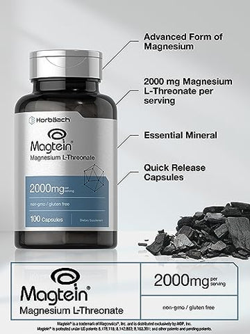 Magtein Magnésio L-Treonato | 2000mg | 100 Cápsulas | para Homens | Marca Horbäach - Horbäach