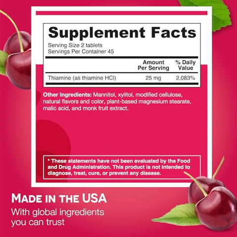 Vitamina B1 25 mg Dissolvível, Sem Açúcar, Suprimento de 45 Dias - EZ Melts