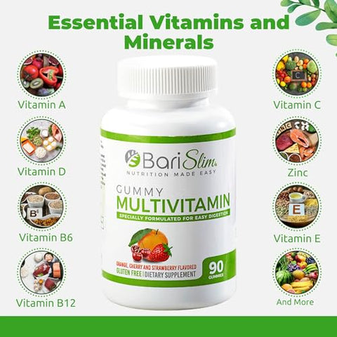 BariSlim - Gomas Multivitamínicas Mastigáveis para Bariátricos – Vitaminas em Goma Especialmente Formuladas para Pacientes Após Cirurgia de Perda de Peso – Fáceis de Digestão