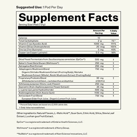 Mix de Bebida de Suporte Imunológico | Sem Açúcar com Sabugueiro, Vitamina C, Vitamina D, Zinco, Prebióticos e Probióticos | Amigável ao Keto, Vegano, Sem Glúten | Sem Sabores Artificiais | Marca Blueshift - Blueshift